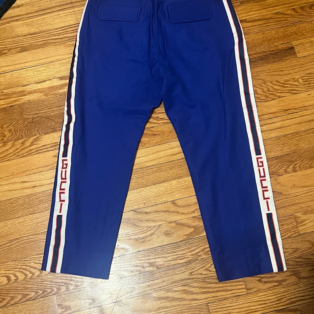 Gucci Blue Sweatpants With Sleek Stripe Detail